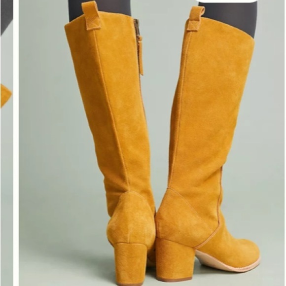 Anthropologie Bill Blass Becket Suede Leather Knee High Boots Sz 6 Hippie Office - Picture 11 of 16